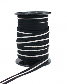 Preview: Endlosreißverschluss metallisiert schwarz/ silber (1m)